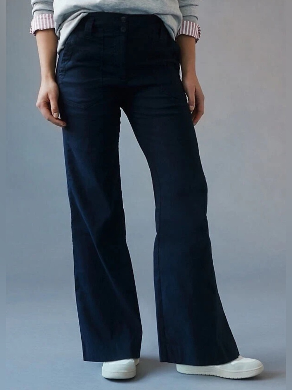 MAEVE Anthropologies women’s wide leg pant The Naomi pants in navy blue size 6